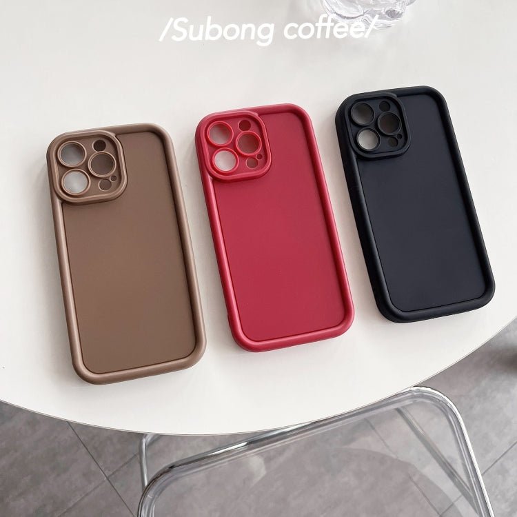 Frosted TPU phone case for iPhone 11 Pro Max, showcasing its shockproof design and precise cutouts for buttons and ports.