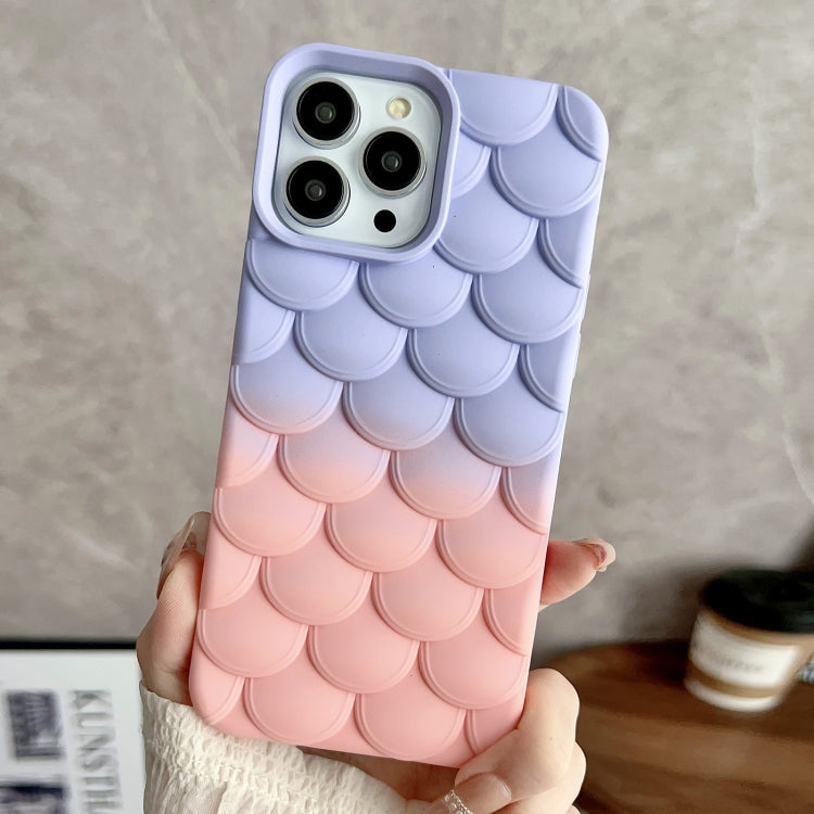 Pink Gradient Mermaid Scale Skin Feel Phone Case for iPhone 11 Pro Max, showcasing its stylish design and protective features.