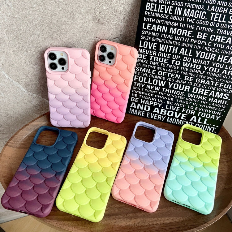 Pink Gradient Mermaid Scale Skin Feel Phone Case for iPhone 11 Pro Max, showcasing its stylish design and protective features.