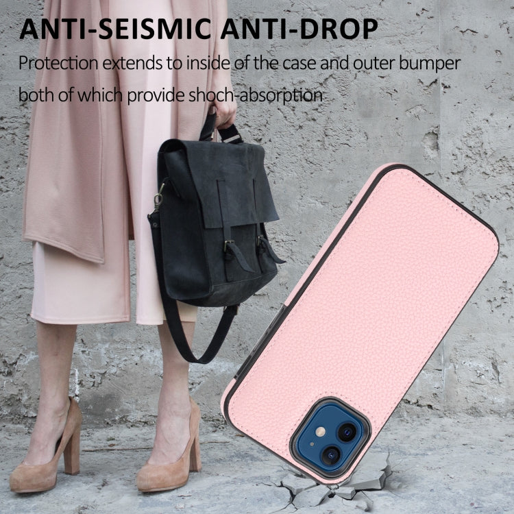 For iPhone 11 Pro Max Litchi Pattern Stitched Side-mounted Phone Case showcasing its stylish design and lightweight build.