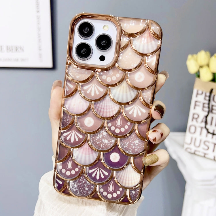 Mermaid Scale Electroplated Laser Carving Phone Case for iPhone 11 Pro Max, showcasing a shimmering design with protective features.