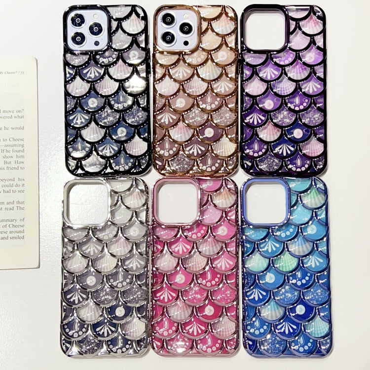 Mermaid Scale Electroplated Laser Carving Phone Case for iPhone 11 Pro Max, showcasing a shimmering design with protective features.