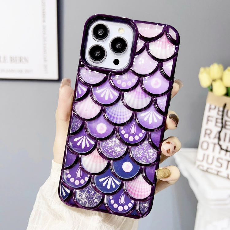 Mermaid Scale Electroplated Laser Carving Phone Case for iPhone 11 Pro Max, showcasing a vibrant and stylish design with protective features.