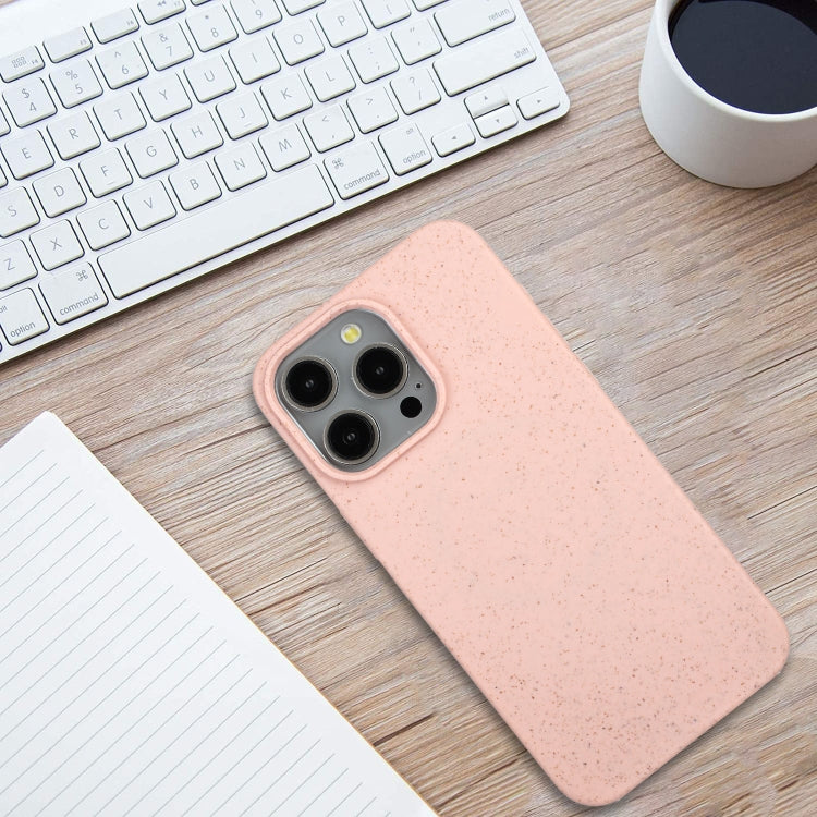 Pink wheat straw and TPU phone case for iPhone 11 Pro, showcasing its lightweight and slim design.