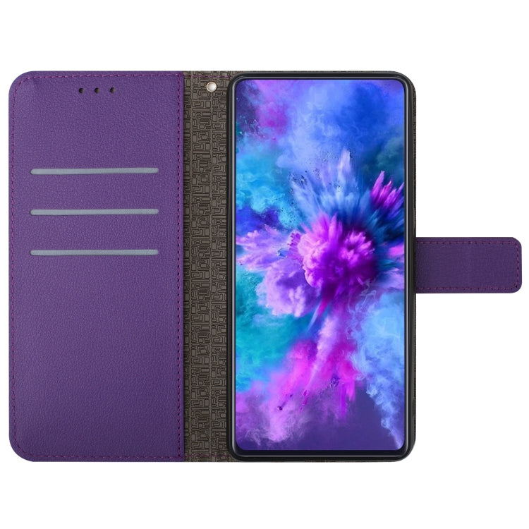 Purple rhombic grid texture leather phone case for iPhone 11, showcasing its stylish design and protective features.