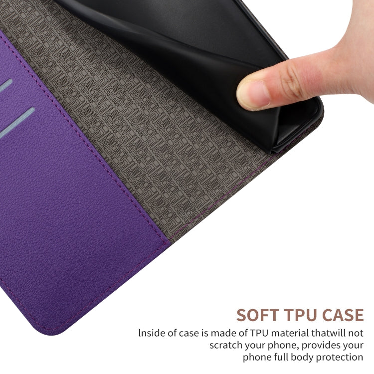 Purple rhombic grid texture leather phone case for iPhone 11, showcasing its stylish design and protective features.