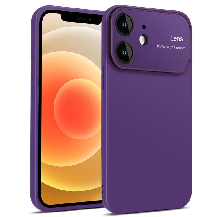 Purple TPU phone case for iPhone 12 with raised edges and precise cutouts, showcasing its sleek design and durability.