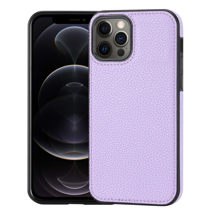 For iPhone 12 Pro Max Litchi Pattern Stitched Side-mounted Phone Case showcasing its stylish design and lightweight build.