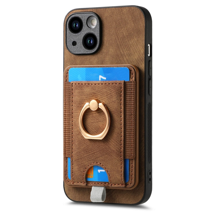 For iPhone 12 Pro Max Retro Splitable Magnetic Card Bag Leather Phone Case showcasing its stylish design and magnetic card wallet feature.