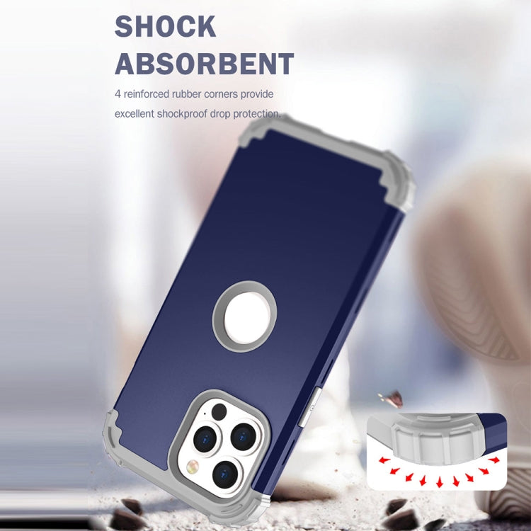 Navy 3 in 1 shockproof protective case for iPhone 13, showcasing its durable design and textured surface for enhanced grip.