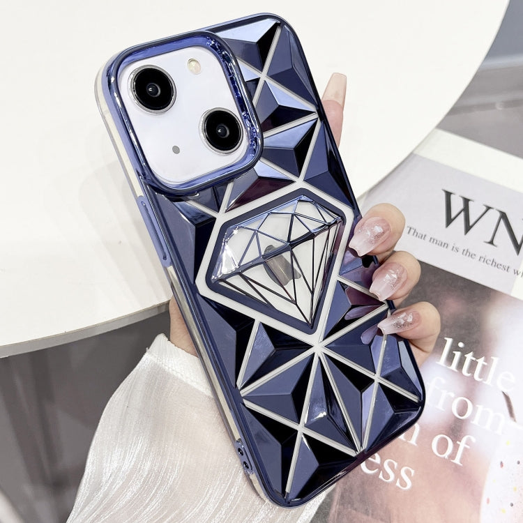 Blue Diamond Electroplated Laser Carving Phone Case for iPhone 13, showcasing its stylish design and durable material.