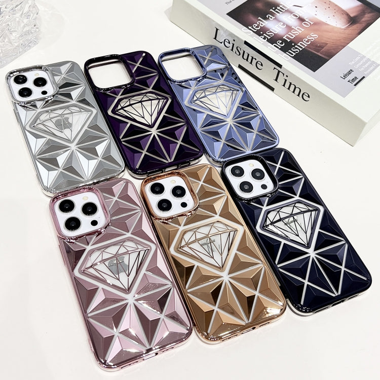 Blue Diamond Electroplated Laser Carving Phone Case for iPhone 13, showcasing its stylish design and durable material.