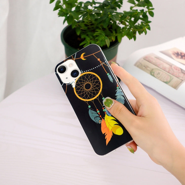 Black Wind Chimes Luminous TPU Soft Protective Case for iPhone 13, showcasing its sleek design and durable material.