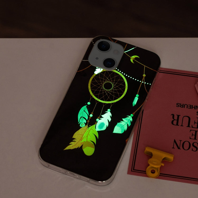 Black Wind Chimes Luminous TPU Soft Protective Case for iPhone 13, showcasing its sleek design and durable material.