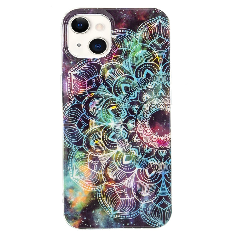 Luminous TPU Soft Protective Case for iPhone 13 featuring a vibrant Mandala Flower design, showcasing its protective qualities and stylish appearance.