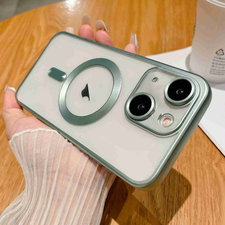 Green MagSafe Magnetic Frosted TPU Phone Case for iPhone 13, showcasing its sleek design and protective features.