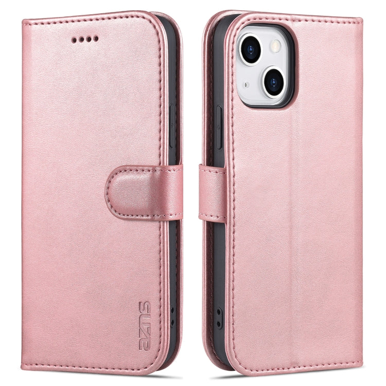 AZNS Skin Feel Calf Texture Horizontal Flip Leather case for iPhone 13 mini, showcasing its elegant design and card slots.