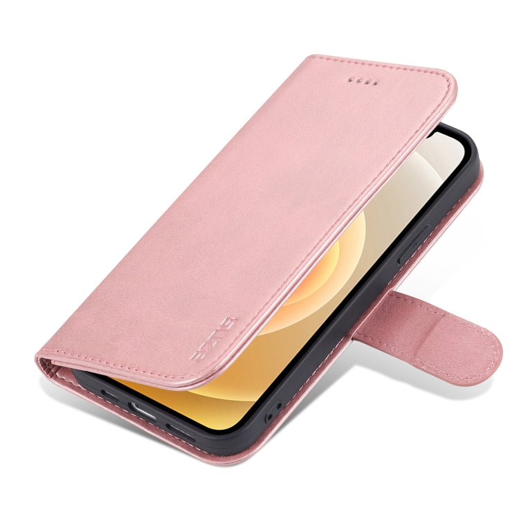 AZNS Skin Feel Calf Texture Horizontal Flip Leather case for iPhone 13 mini, showcasing its elegant design and card slots.