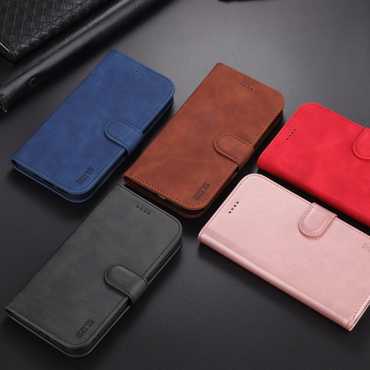 AZNS Skin Feel Calf Texture Horizontal Flip Leather case for iPhone 13 mini, showcasing its elegant design and card slots.