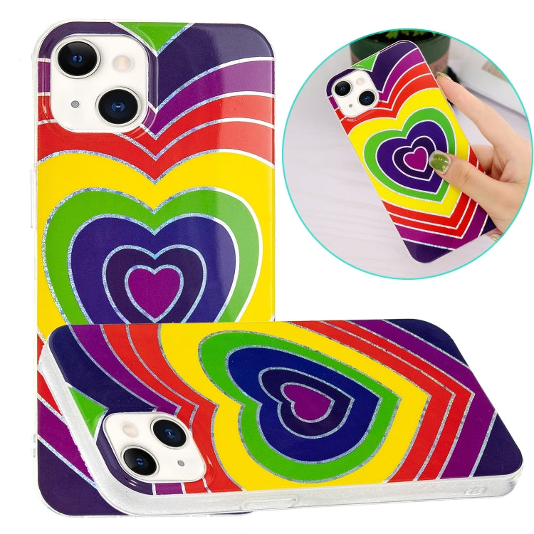 Electroplating TPU protective case for iPhone 13 mini featuring a love heart design, showcasing durability and style.