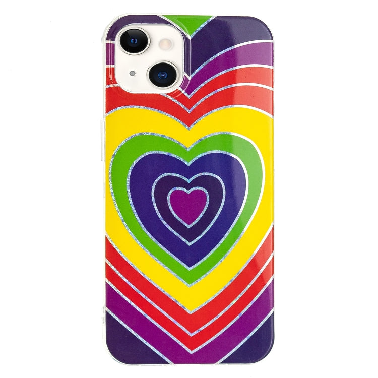 Electroplating TPU protective case for iPhone 13 mini featuring a love heart design, showcasing durability and style.