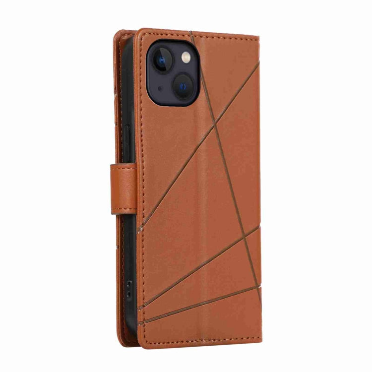 For iPhone 13 mini PU leather case with embossed texture, featuring card slots and a wrist strap.