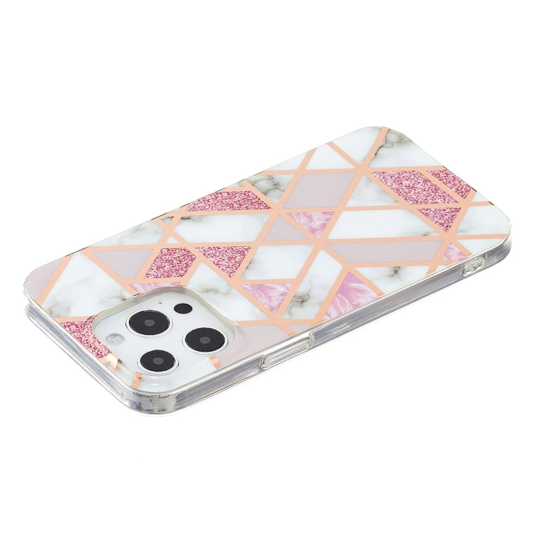 Pink White Electroplating TPU Protective Case for iPhone 13 Pro, showcasing its sleek design and durable material.