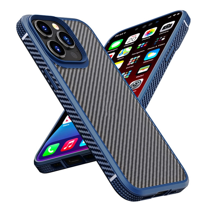 iPAKY MG Series Carbon Fiber TPU + PC Shockproof case for iPhone 13 Pro, showcasing its sleek design and durable materials.