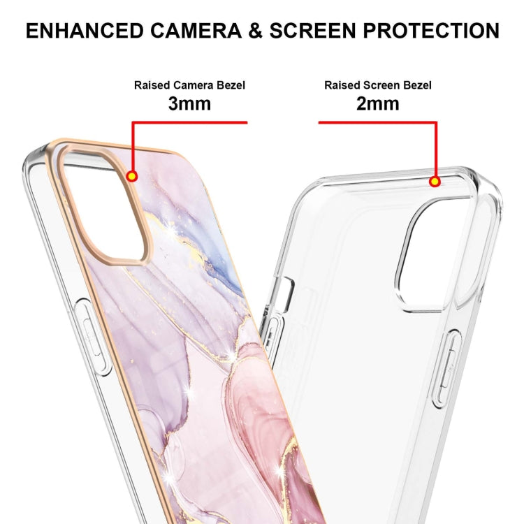 Electroplating Marble Pattern Dual-side IMD TPU case for iPhone 13 Pro Max, showcasing vibrant colors and stylish design.