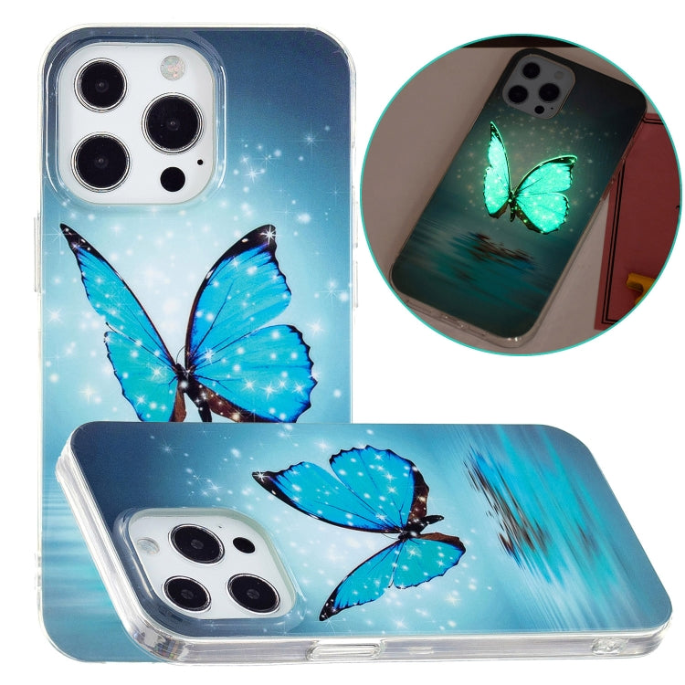 Luminous TPU soft protective case for iPhone 13 Pro Max featuring a colorful butterfly design, providing stylish protection.