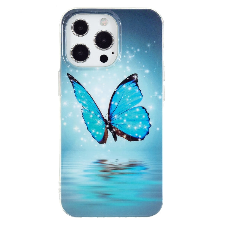 Luminous TPU soft protective case for iPhone 13 Pro Max featuring a colorful butterfly design, providing stylish protection.