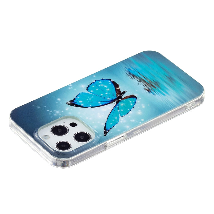 Luminous TPU soft protective case for iPhone 13 Pro Max featuring a colorful butterfly design, providing stylish protection.