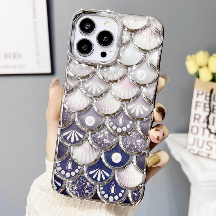 Mermaid Scale Electroplated Laser Carving Phone Case for iPhone 13 Pro Max, showcasing a shimmering design with protective features.