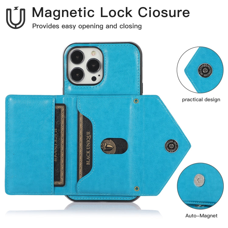 Multi-functional cross-body card bag for iPhone 13 Pro Max made of TPU and PU, featuring a stylish design and convenient lanyard.