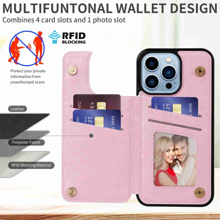 For iPhone 13 Pro Max Printed Double Buckle RFID Anti-theft Phone Case showcasing its stylish design and card slots.