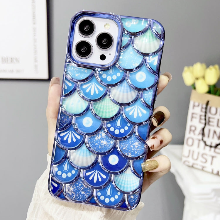 Mermaid Scale Electroplated Laser Carving Phone Case for iPhone 13 Pro, showcasing a shimmering design with protective features.