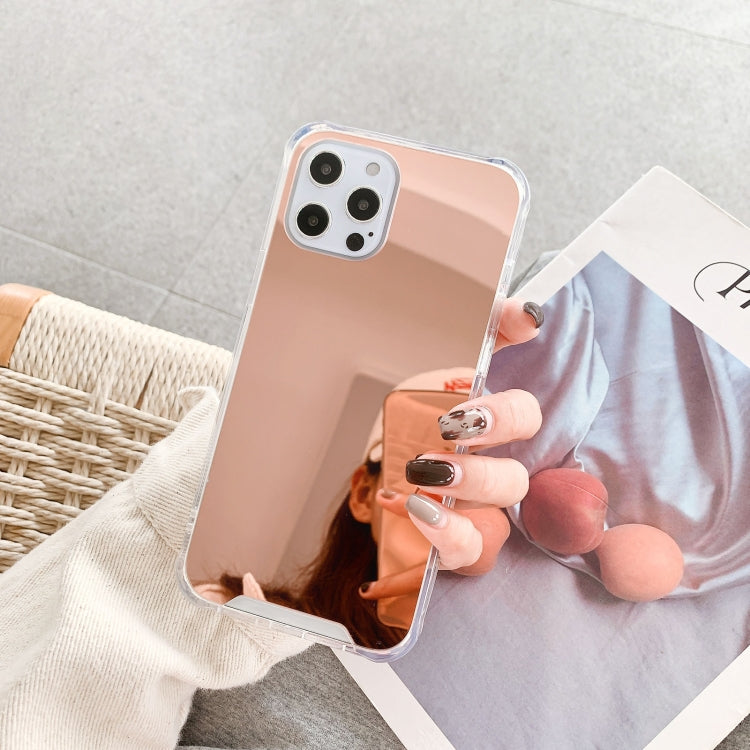 Luxury TPU and acrylic phone case for iPhone 13 Pro with a mirror finish, showcasing its sleek design and protective features.