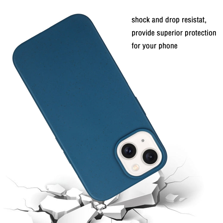 Blue Wheat Straw and TPU Phone Case for iPhone 13, showcasing its lightweight and eco-friendly design.