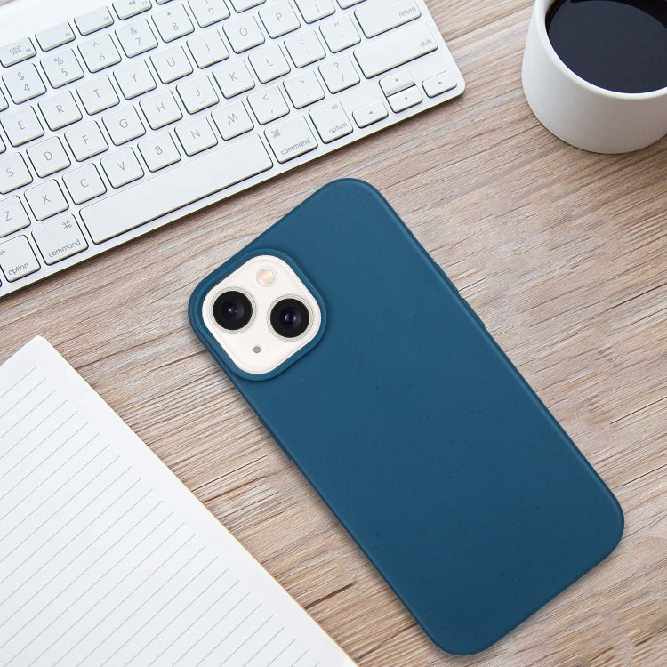 Blue Wheat Straw and TPU Phone Case for iPhone 13, showcasing its lightweight and eco-friendly design.