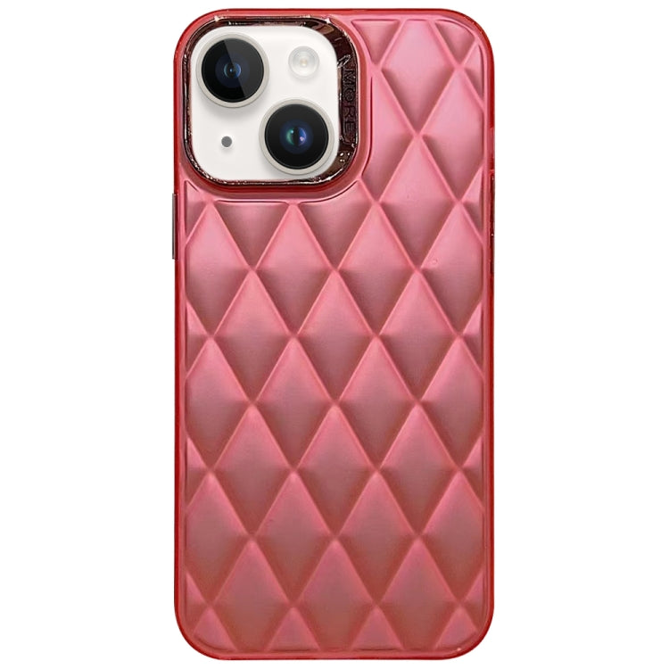 3D Rhombus Electroplating TPU Hybrid PC Phone Case for iPhone 14 in rose color, showcasing its stylish design and durable materials.