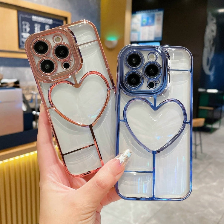 Silver Electroplating 3D Love TPU Phone Case for iPhone 14, showcasing its stylish design and protective features.