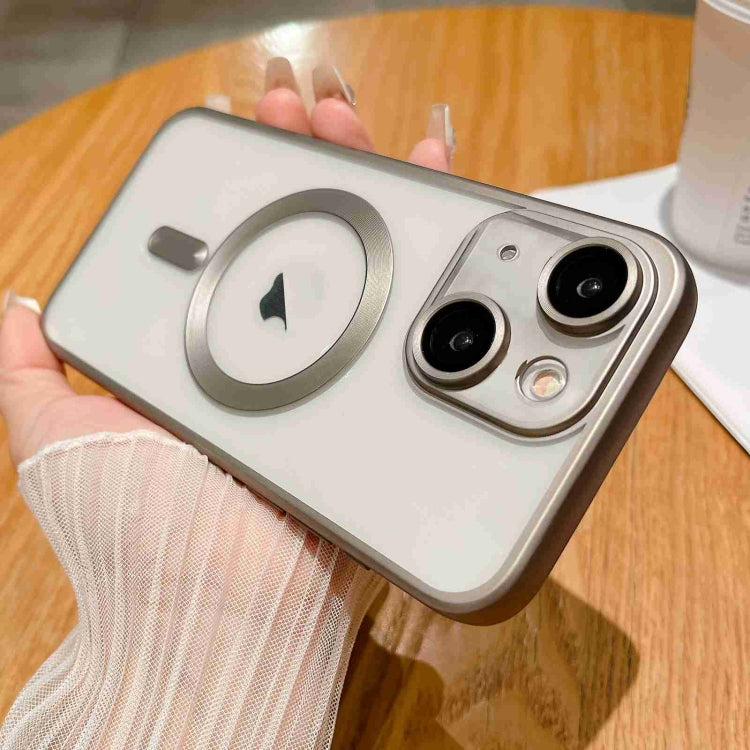 For iPhone 14 Plus MagSafe Magnetic Frosted TPU Phone Case in Titanium, showcasing its sleek design and durable material.