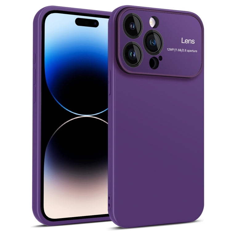 Purple TPU phone case for iPhone 14 Pro with raised edges for screen and camera protection.