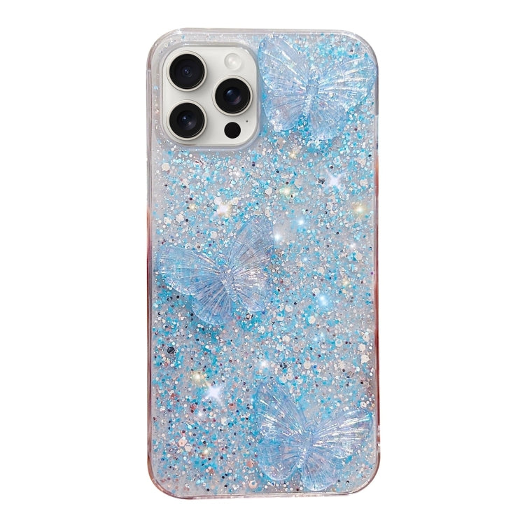 Stylish iPhone 14 Pro Max case featuring starry sequin butterflies design, made from durable epoxy TPU material.