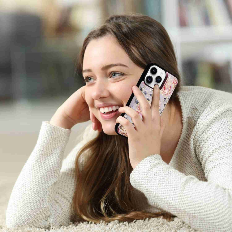 For iPhone 14 Pro Printed Double Buckle RFID Anti-theft Phone Case showcasing its stylish design and card slots.