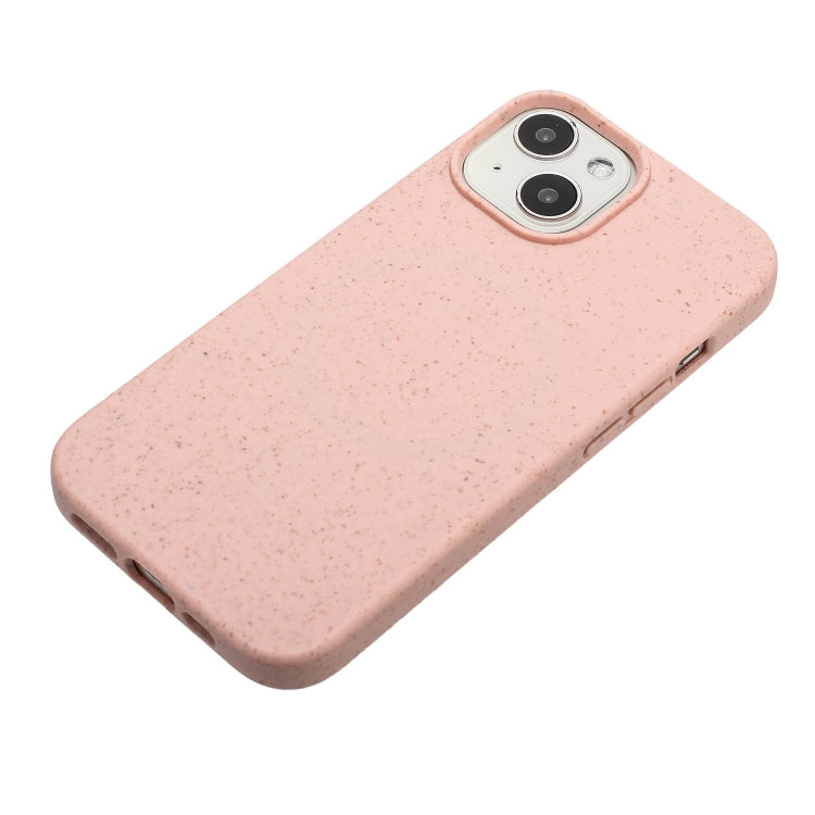 Pink wheat straw and TPU phone case for iPhone 14, showcasing its lightweight and durable design.