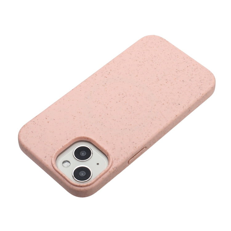 Pink wheat straw and TPU phone case for iPhone 14, showcasing its lightweight and durable design.