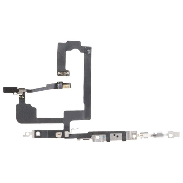 High-quality flex cable for iPhone 15 power and Bluetooth buttons, showcasing its compact design and compatibility.