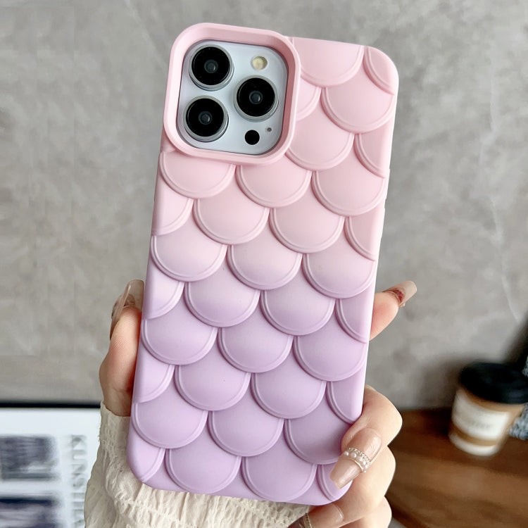 Gradient Mermaid Scale Skin Feel Phone Case for iPhone 15 Pro Max, showcasing vibrant colors and a stylish design.