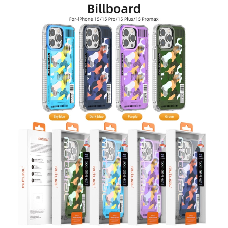 Dark Blue Mutural Billboard Series Phone Case for iPhone 15 Pro Max, showcasing its sleek design and durable material.